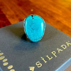 R2017 Silpada Tumbled Turquoise Sterling Silver size 7 ring